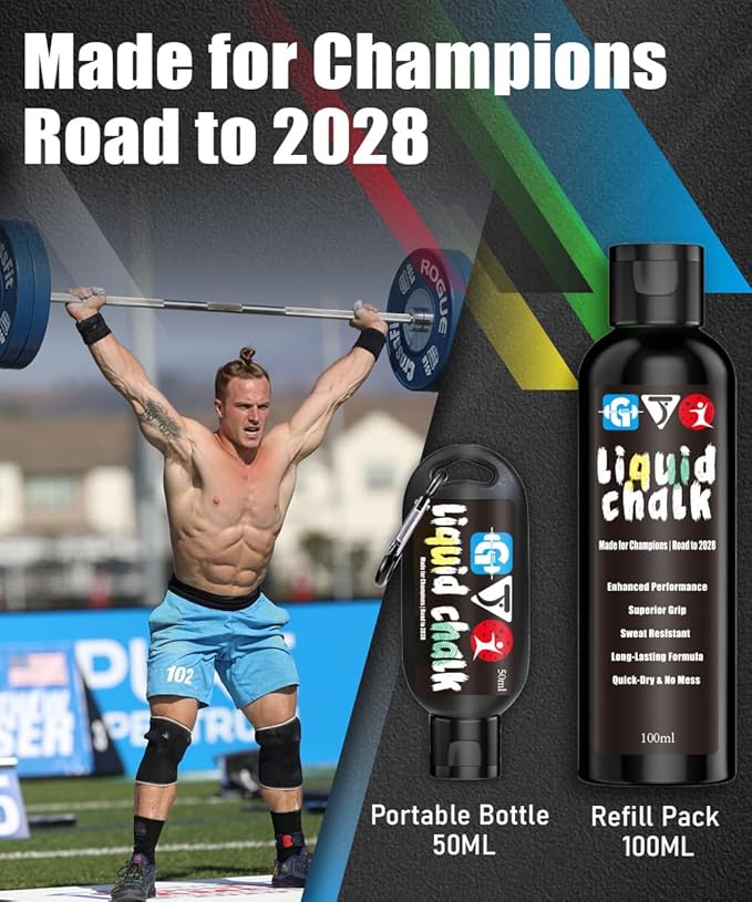 Liquid Chalk Mess-Free Gym Chalk 7’s Quick-Drying for Weightlifting, Gymnastics, Rock Climbing, Pole Dancing Sweat Resistant and Long Lasting for Stronger Hand