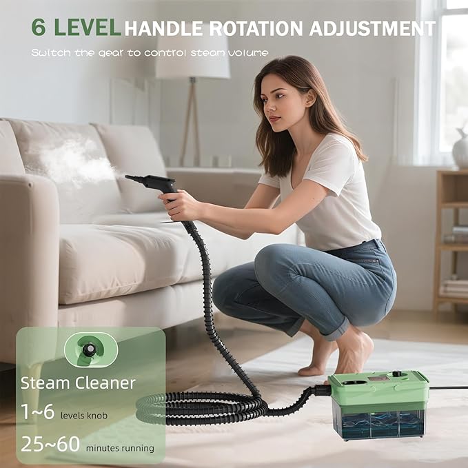 Handheld Steam Cleaner 2500W,10s Fast Heat-Up & 50.73OZ Large Tank,Pressurized Portable Steamer with 9 Accessories for Home,Car,Kitchen,Bathroom,Floors,Grout,Tile,Upholstery