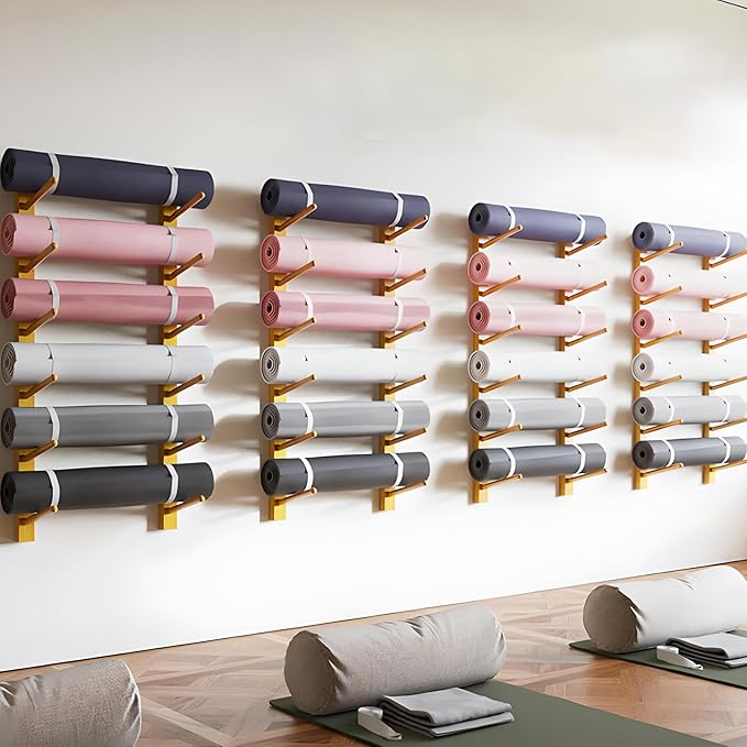 Wall-mounted Yoga Mat Rack, Yoga Mat Holder, Multi-layer, Multifunctional Fitness Equipment Storage Racks, Foam Yoga Studio Storage Rack for Home, Yoga Studio, Gym