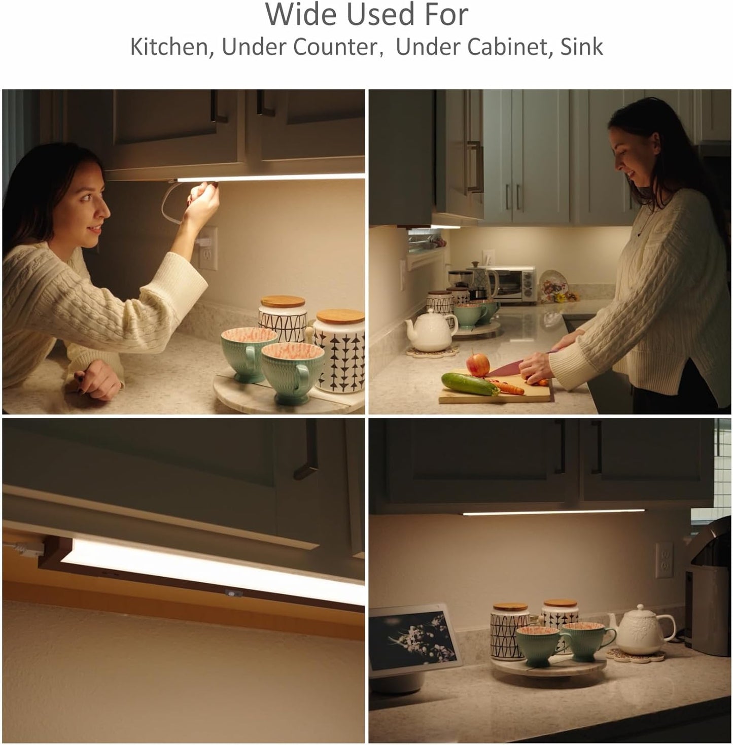 Under Cabinet Lighting Motion Sensor Hardwired, 32 Inch 16W Dimmable, 5 CCT 2700/3000/3500/4000/5000K, Eyes Care Design Linkable Under Counter Lights for Kitchen, Sink, ETL Listed, Bronze