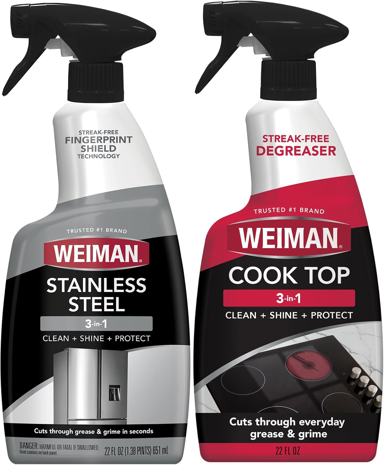 Weiman Disinfecting Stovetop Cleaner & Stainless Steel Cleaner - 22 Ounce - Daily Appliance Kitchen Cleaning Kit