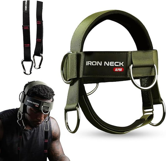Iron Neck , Versatile Neck Exerciser, Strengthener and Trainer with Adjustable Head and Chin Strap, Portable Head Harness for Weight Lifting, Home and Gym Use