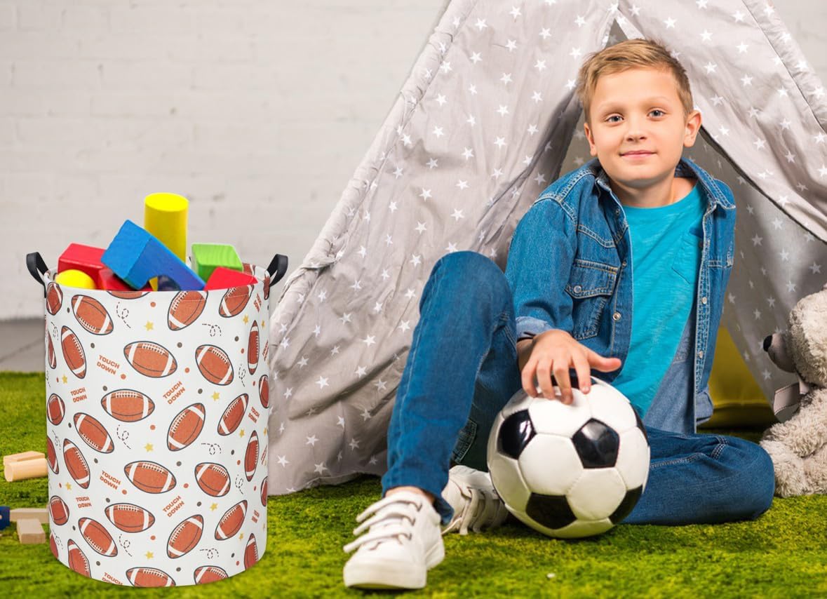 HIYAGON Football Kids Laundry hamper Baby Hamper for Nursery Boy Cute Kids Toys Storage Bin Organizer Football Room Decor for Home(Footballs)