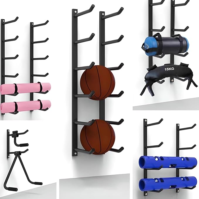 Wall-mounted Yoga Mat Rack, Yoga Mat Holder, Multi-layer, Multifunctional Fitness Equipment Storage Racks, Foam Yoga Studio Storage Rack for Home, Yoga Studio, Gym
