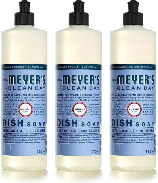 MRS. MEYER'S CLEAN DAY Liquid Dish Soap, Bluebell, 16 fl. oz - Pack of 3