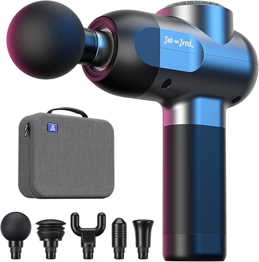 BOB AND BRAD C2 Massage Gun, Deep Tissue Percussion Massager Gun, Muscle Massager with 5 Speeds and 5 Heads, Electric Back Massagers for Professional Athletes Home Gym