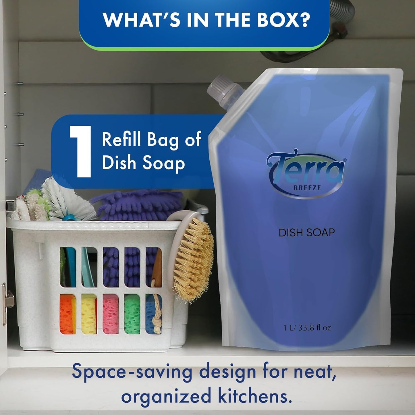 Liquid Dish Soap Refill Pouch 1 Liter – Family Size Dishwashing Liquid for Everyday Home Use – Non-Toxic Formula Cuts Grease While Gentle on Hands – Eco Refill for Dish Soap Dispensers & Kitchens