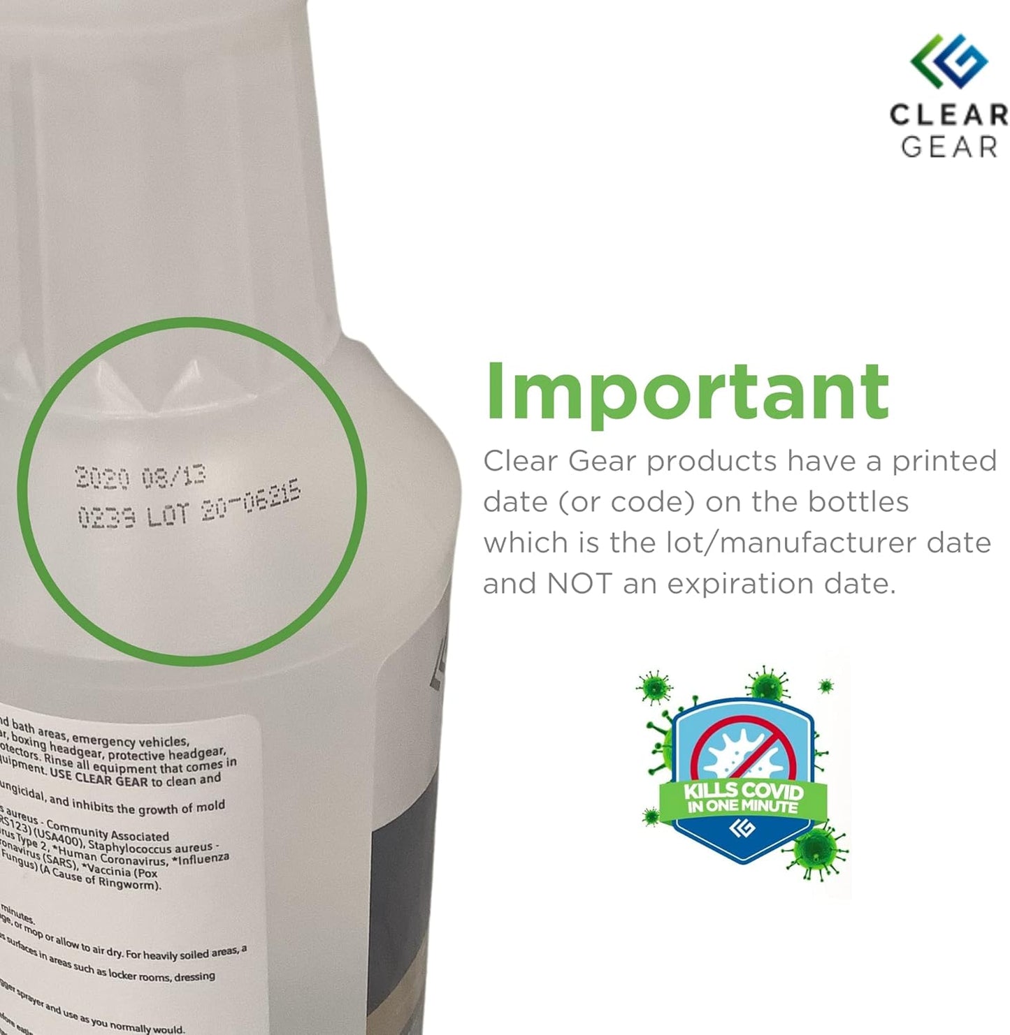 Clear Gear - Disinfectant, Cleaner, and Deodorizer for Sports Equipment, Gyms, and Fitness Centers - EPA-Registered, Hospital Grade, Made in USA - 1 Gallon Bottle