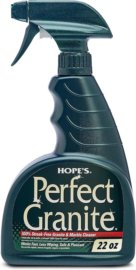 HOPE'S Perfect Granite & Marble Countertop Cleaner, Stain Remover and Polish, Streak-Free, Ammonia-Free, 22 Ounce, Pack of 1