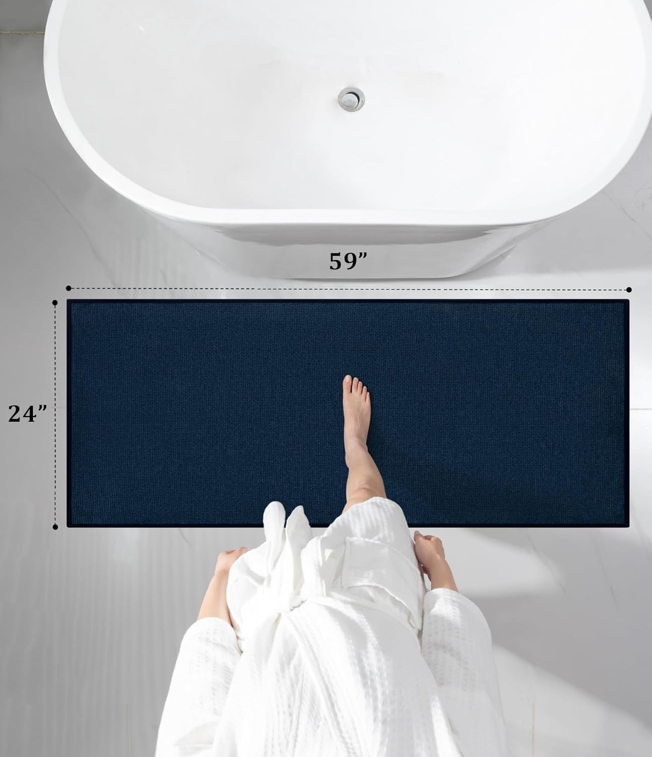 YIHOUSE Bathroom Rugs Mat 24x59, Non Slip Quick Dry Bath Mats for Bathroom Absorbent Ultra Thin Bath Rugs Machine Washable Fit Under Door for Sink, Cabinet, Laundry (Dark Blue, 24"x59")