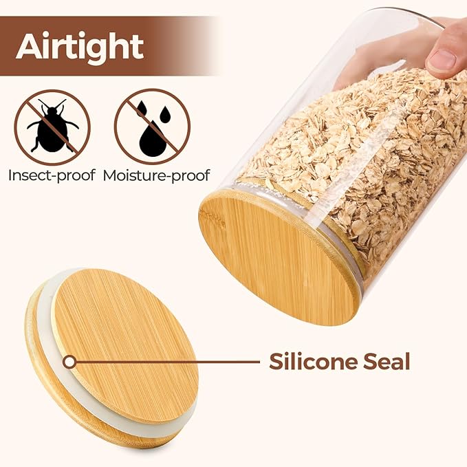 ComSaf 0.5 Qt Glass Food Storage Jars Set of 9, Clear Glass Storage Containers with Lids, Pantry Organization Jar, Spice, Salt, Blooming Tea, Coffee, Oat and Sugar Container, Small jar Set for Kitchen