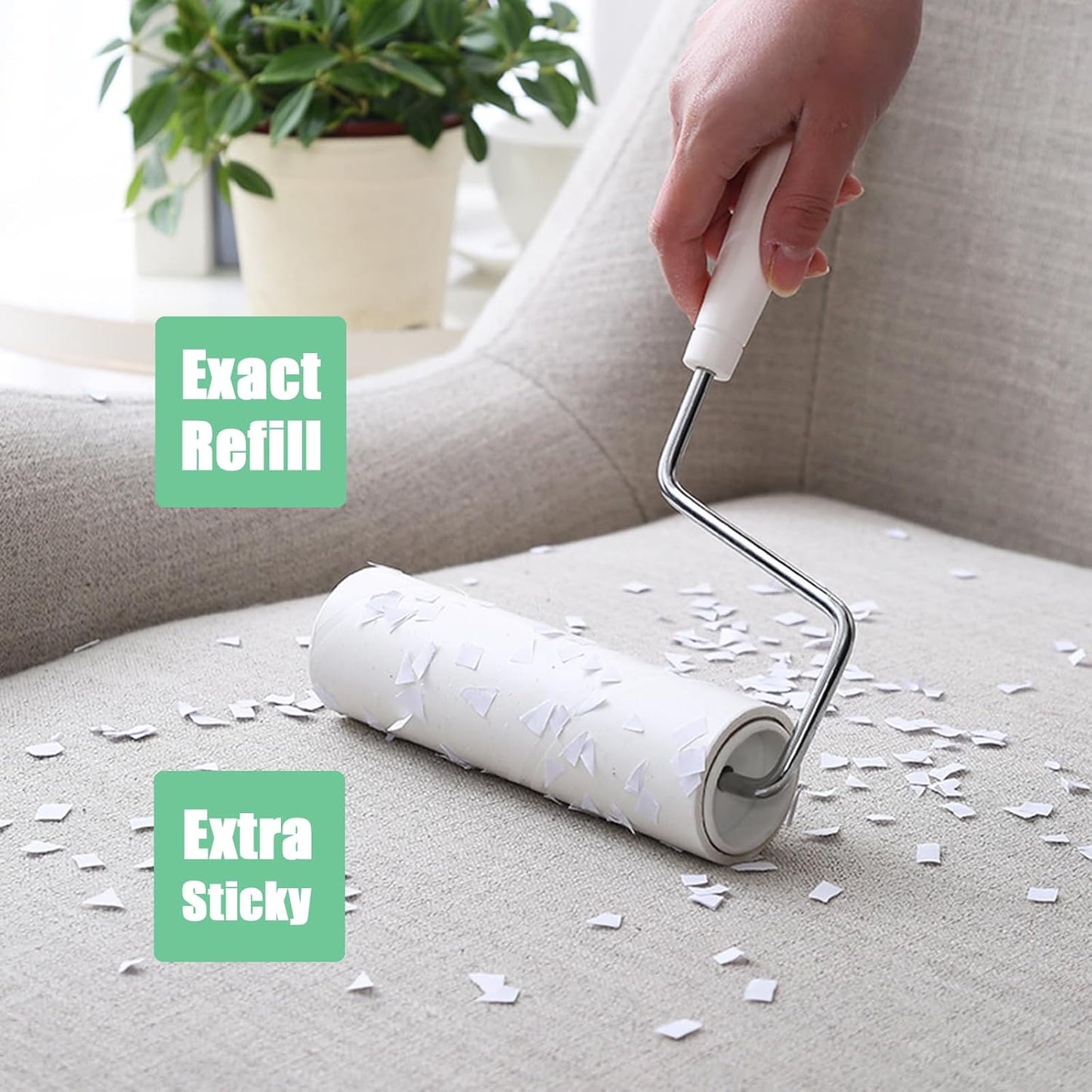 6.3 inch Lint Roller Refills Only, Extra Sticky Lint Remover Refills for Pet Hair Sticky Roller Refill Adhesive Tape Easy Peel 60 Sheets per Roll, Pack of 5, Total 300 Sheets (6.3'' Wide)