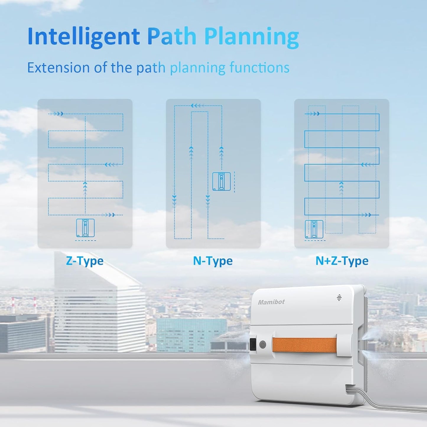 Mamibot W120-DP Window Cleaning Robot for High-Rise Glass - 3200Pa Strong Suction, Multiple Cleaning Modes,4 Water Spray Nozzles,Edge Detection Technology,App&Remote Control(Grey)