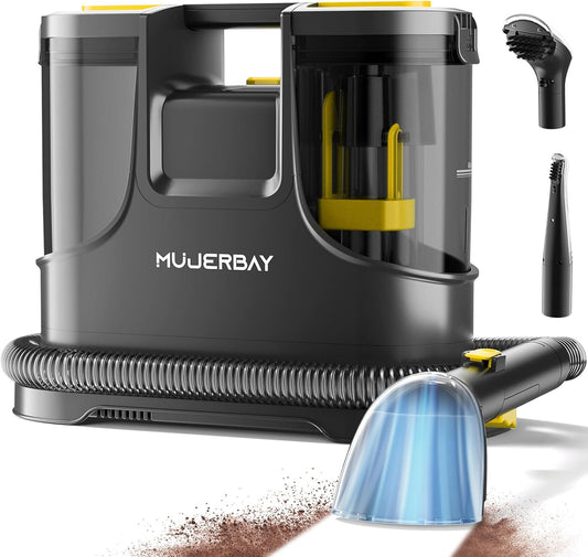 Carpet Cleaner, MUJERBAY Portable Spot and Stain Cleaner, Easy Move with Handle, Deep Cleaning Machine for Couch, Stairs, Car and Pet Messes. Yellow