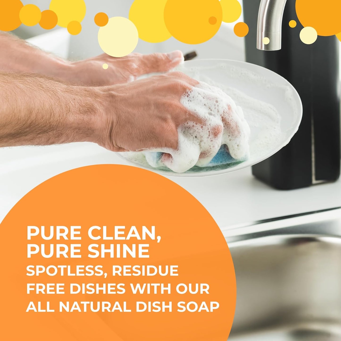 Liquid Dish Soap – EcoGarantie Certified, 100% Plant-Based Formula, Made with Organic Ingredients, Scented with Organic Orange Essential Oil – 24.6 fl oz (730 mL), Pack of 3