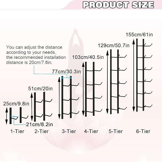 Wall-mounted Yoga Mat Rack, Yoga Mat Holder, Multi-layer, Multifunctional Fitness Equipment Storage Racks, Foam Yoga Studio Storage Rack for Home, Yoga Studio, Gym