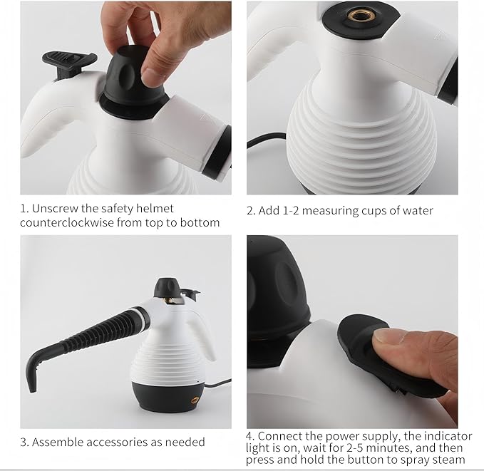 Steam Cleaner, Pressurized Handheld Mop Steam Cleaner for Home with 18 PCS Accessory & Safety Lock, Large Capacity Mop Steam for Cleaning, Car, Bathroom, Shower, Window, Grime, Grease - White