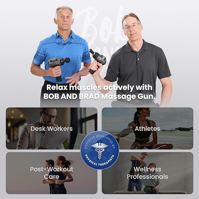 BOB AND BRAD C2 Massage Gun, Deep Tissue Percussion Massager Gun, Muscle Massager with 5 Speeds and 5 Heads, Electric Back Massagers for Professional Athletes Home Gym