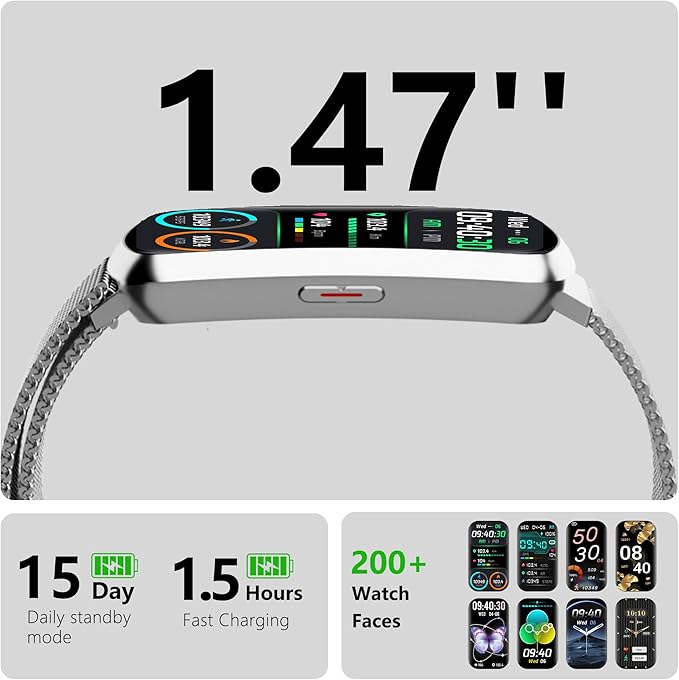 Health Fitness Tracker, Smart Watch with 24/7 Heart Rate and Blood Pressure Monitor, Activity Tracker with Blood Oxygen, 120 Sport Mode Waterproof Sleep Tracker for Women Men