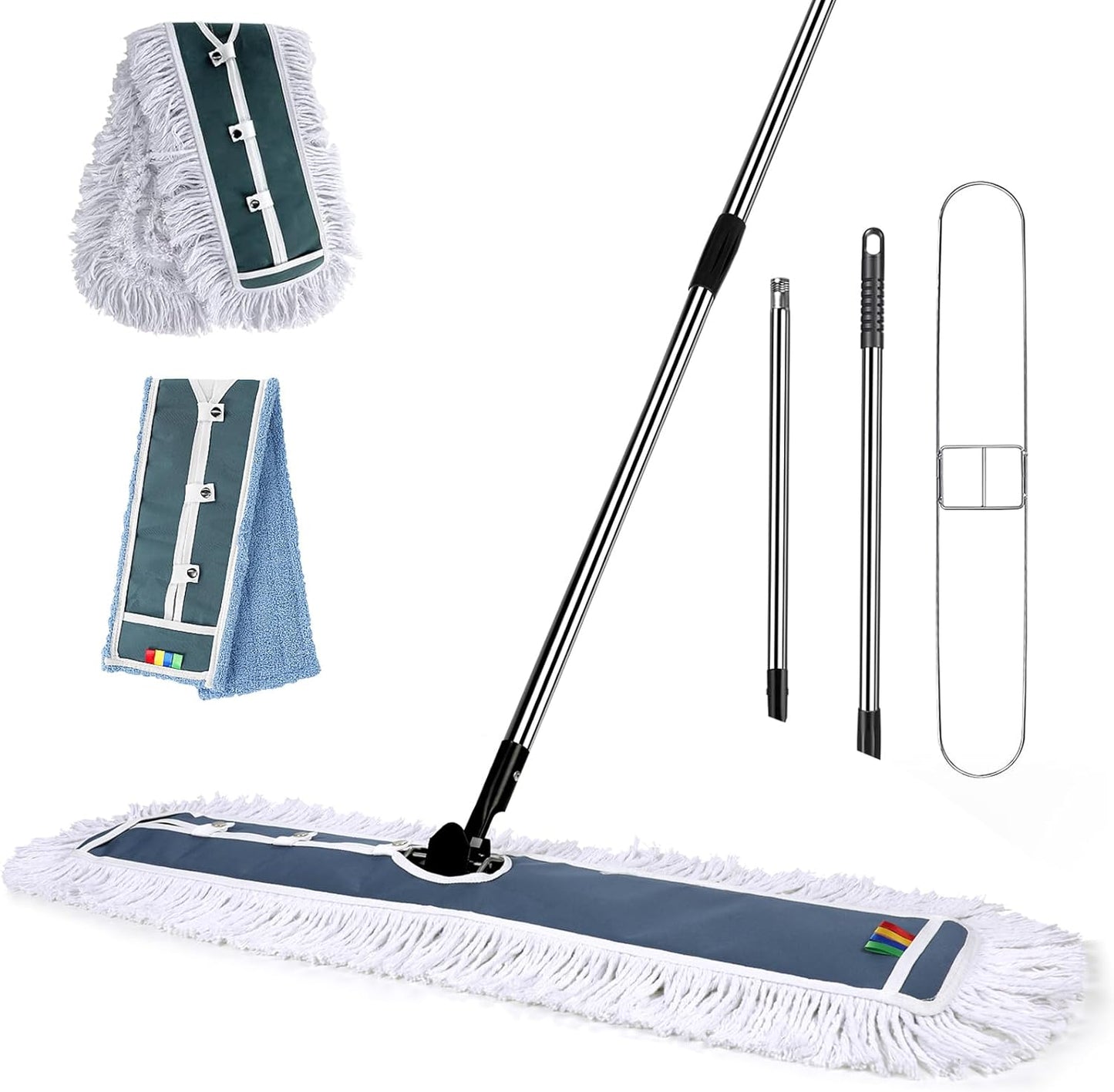 Commercial Mop,Masthome 42" Heavy Duty Dust Mop with Stainless Steel Handle,Large Industrial Mops for Floor Cleaning with 1 Cotton & 1 Microfiber Pad,Wet & Dry Large Mops for Home,Garage,School,Mall