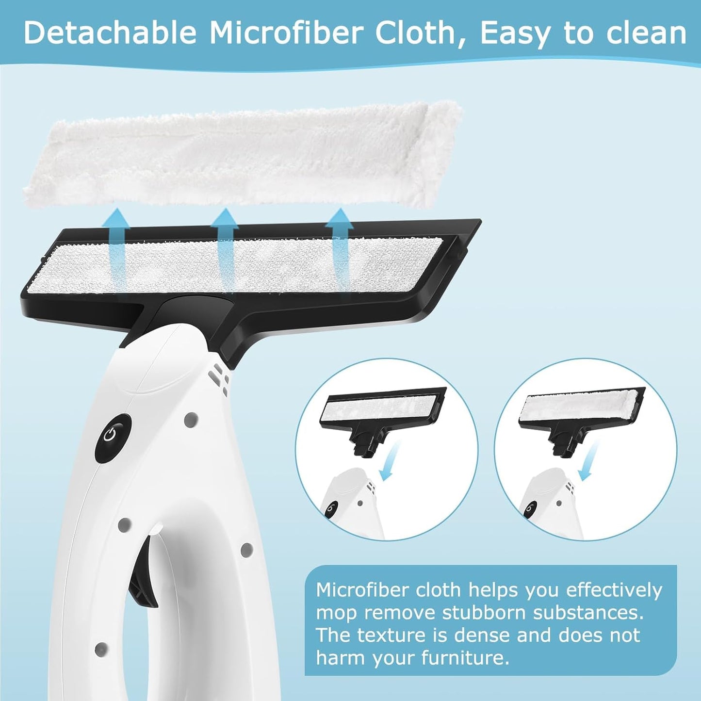 Window Vacuum, Window Vacuum Squeegee, 3 in 1 Cordless Window Vac with Spray/Wipe/Suck up Water,Electric Window Cleaning Tool for Shower Wall Mirror Glass/Car Windshield/Countertop- White