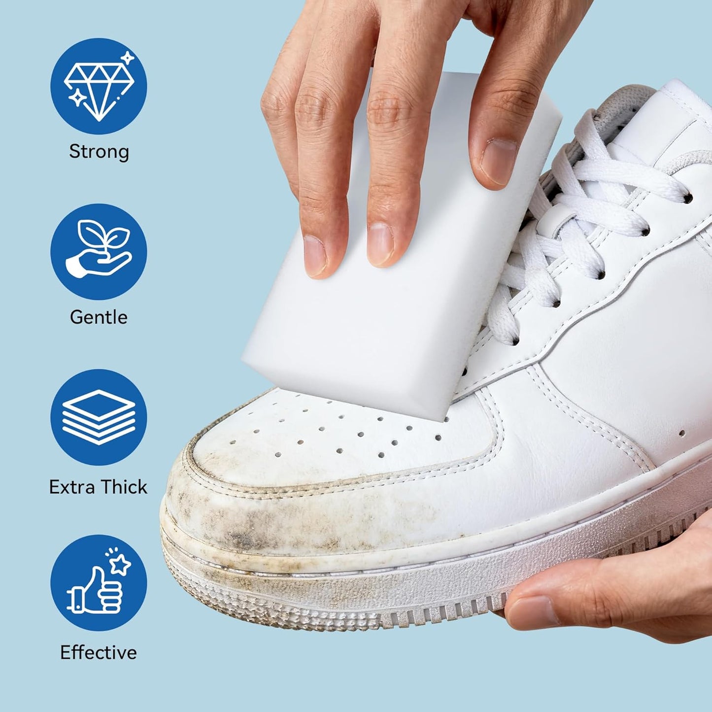 100 Pack Magic Sponge Eraser, Non-Scratch Melamine Sponges in Bulk, Multi Surface Power Scrubber Foam Cleaning Pads for Bathtub, Floor, Baseboard, Bathroom, Wall Cleaner - White Sponges