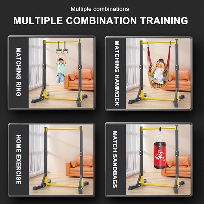 Pull Up Bar Free Standing, 400LBS Capacity Pull Up Station with 11 Adjustable Heights, Multifunctional Chin Up Bar for Home Gym, Strength Training Equipment for Dip Push Up Vertical Knee Raise