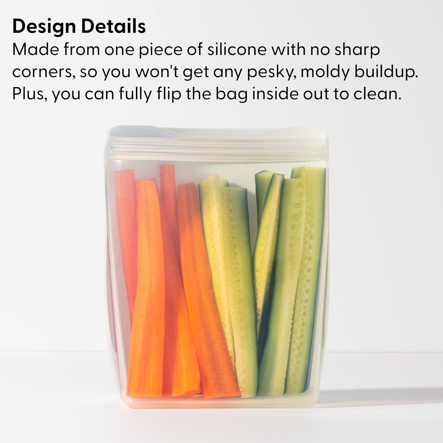 W&P Porter Silicone Reusable Storage Bag, Sandwich (36oz Stand-Up), Cream, Food Storage Container, Microwave and Dishwasher Safe, Easy Cleaning