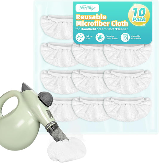 10 Pack Microfiber Cloth for Handheld Steam Shot, Steam Cleaner Accessories, Reusable Washable Steam Mop Pads Compatible with Bissell Steam Shot, Wagner, McCulloch
