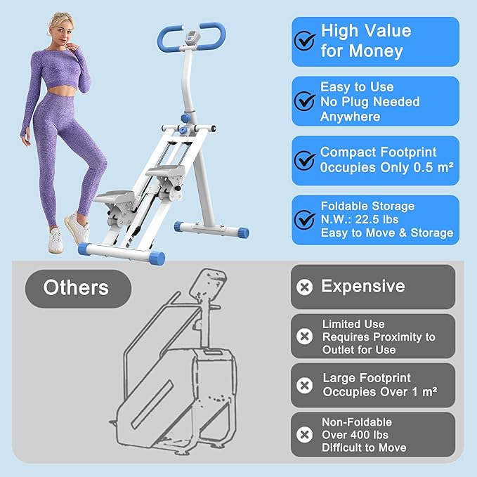 Stair Stepper for Home-Upgrade Vertical Climber Workout Machine for Full-Body Exercise Climber Fitness Equipment with Stable Frame Adjustable Handlebar