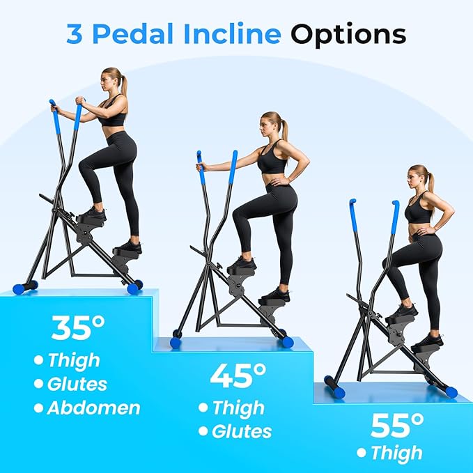 OWLSKY Stair Stepper Folding Vertical Cardio Exercise Climber Stair-Master for Exercise at Home Full Body Workout Machine with Handlebar 330LBS Load with Adjustable Step Range Pedals
