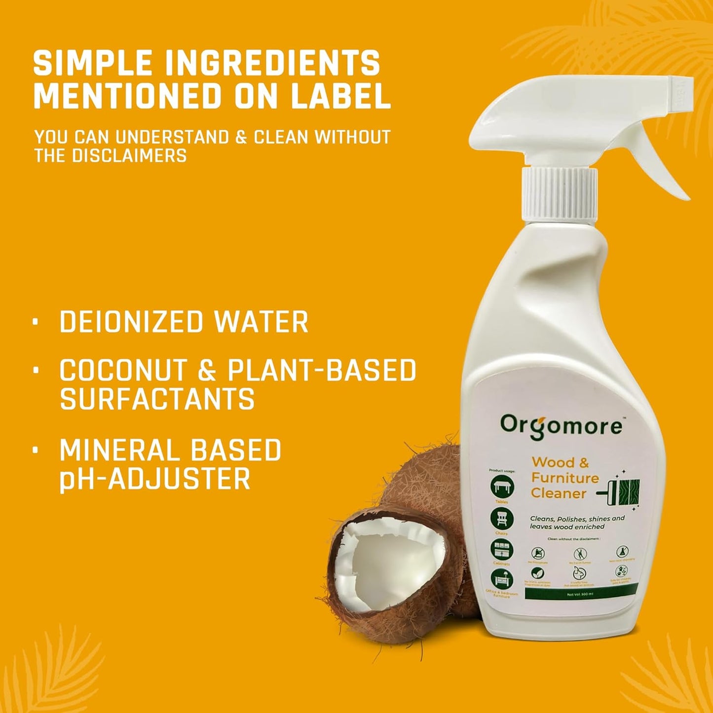 Plant-Based Daily Wood Cleaner (2-Pack-34 Fl oz) | 3-in-1 Cleans, Shines & Protects | Tall Oil + Coconut-Based Formula | No Wax Residue | Safe for Pets, Skin & Planet