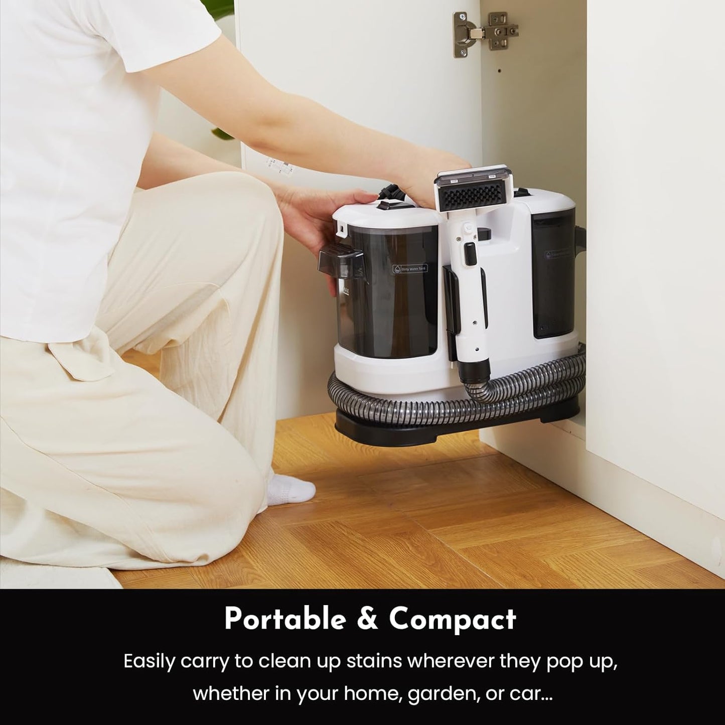 Cutewolf Portable Carpet & Upholstery Cleaner Machine, Handheld Spot Remover, 14Kpa Strong Suction Multi-purpose Deep Cleaner for Couch, Car, Stairs, Rugs, Pet Stains