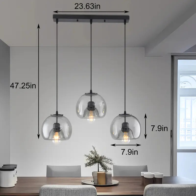 Aura Glass Light | Smoked Glass Kitchen Island Pendant with Adjustable Height