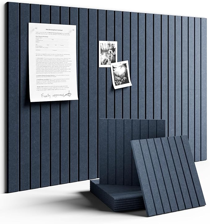 Large Felt Bulletin Board 36" x 24" Cork Board Alternative-6 Pack with 40 Safe Removable Adhesive Tabs, Cork Boards for Walls Cork Board for Home Office Classroom Pin Board (Denim Blue)