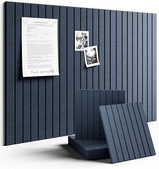 Large Felt Bulletin Board 36" x 24" Cork Board Alternative-6 Pack with 40 Safe Removable Adhesive Tabs, Cork Boards for Walls Cork Board for Home Office Classroom Pin Board (Denim Blue)