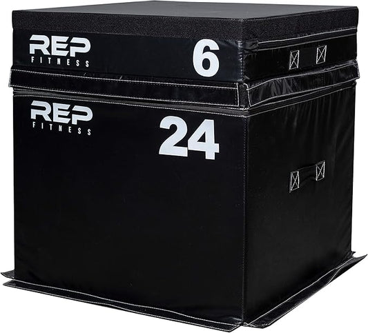 REP Fitness Stackable Soft Foam Plyo Boxes, Adjustable Jump Platforms for Home Gym Training, Durable Cushioned Step for Exercise, Balance, Squats, HIIT Workouts, Strength Conditioning, Vinyl Cover