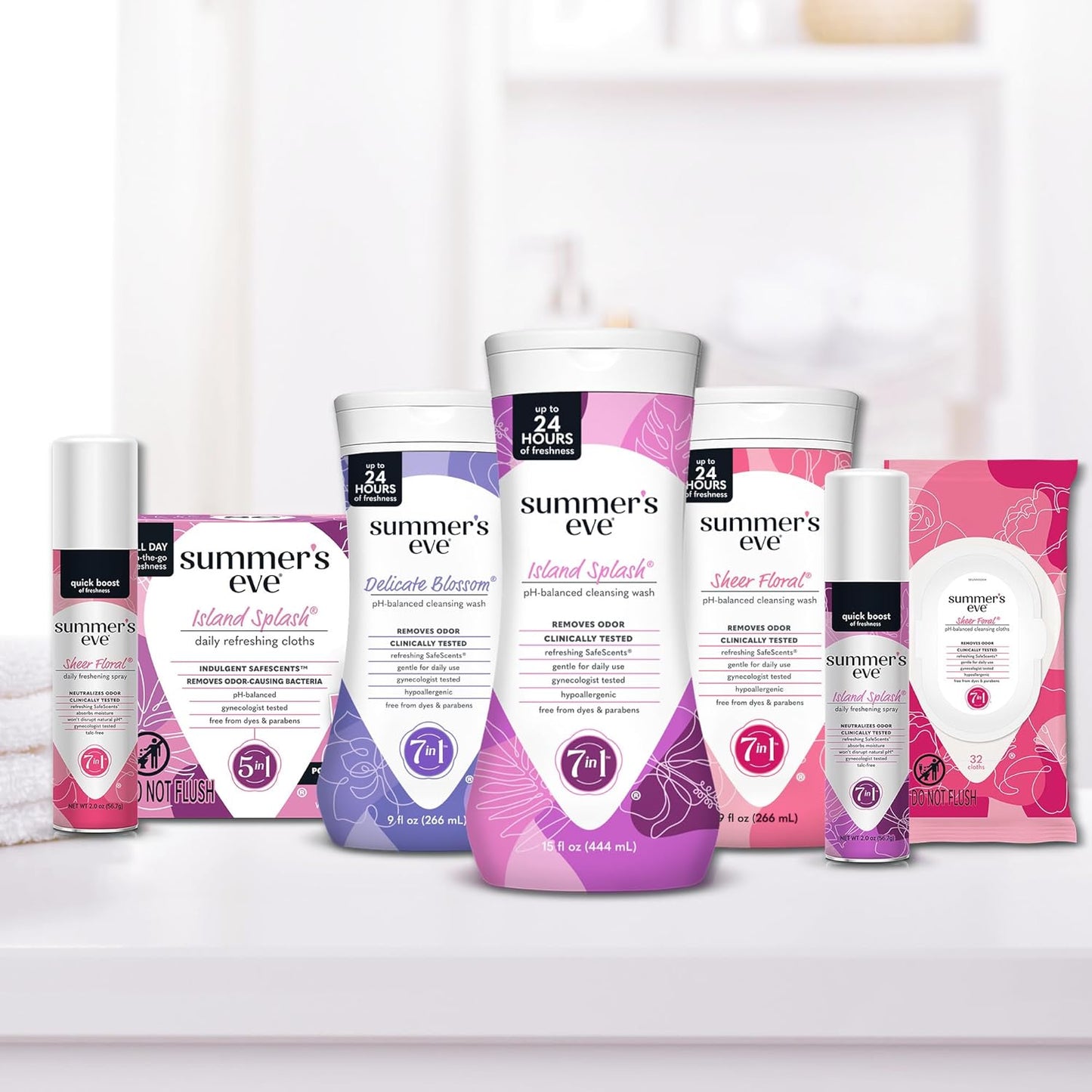 Summer's Eve Blissful Escape Feminine Wipes, Gentle pH-Balanced Formula Helps Control Vaginal Odor, Resealable Pack, 32 Wipes