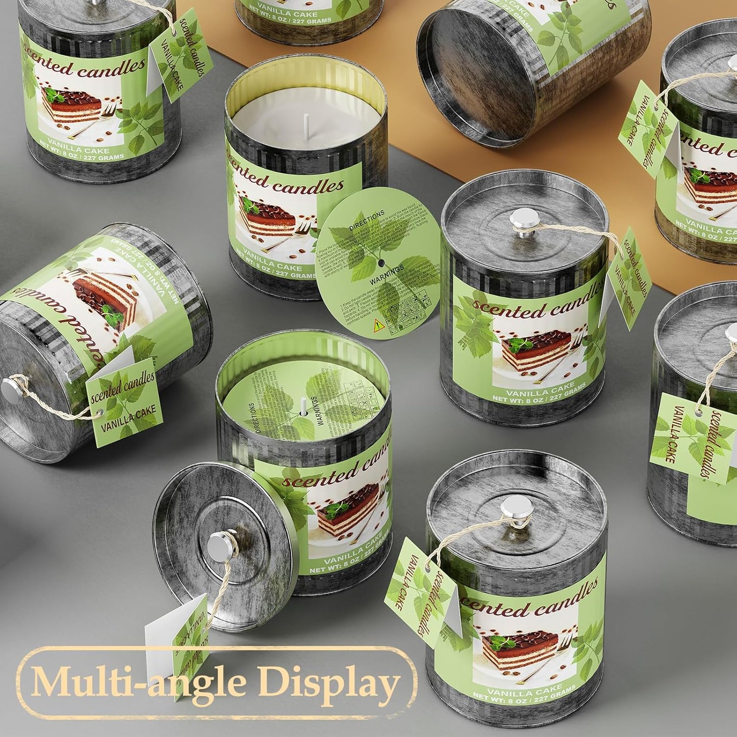 Vanilla Cake Soy Wax Scented Candles Set | 8% Essential Oil 2-Pack 454g 60H Burn Time | Smokeless Aromatherapy Jar Tin Candles for Relaxation, Sleep | Perfect Home Gift for Men/Women/Fathar's Day