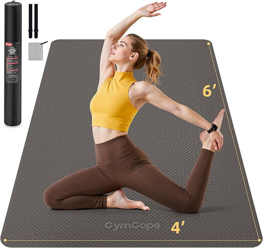 Extra Large Yoga Mat - 72"x35", 72"x48", 78"x57" - Wide TPE Exercise Mat for Home, Stretching, Couples & Family Workouts - 6-12mm Thick, Non-Slip & Waterproof - with Carry Bag and Straps