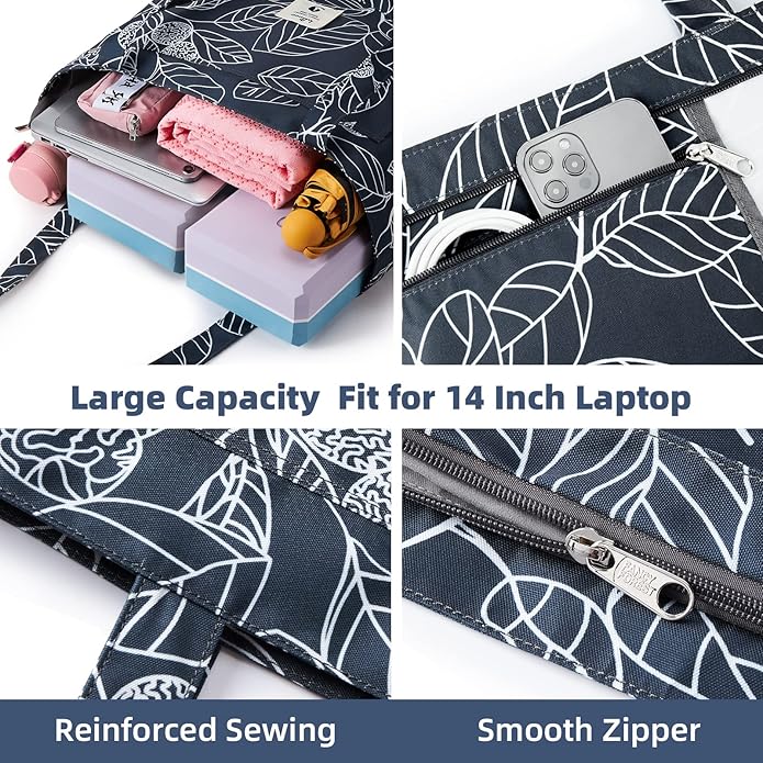 WLLWOO WLLWOO Yoga Bags for Women with Yoga Mats Bags Carrier Carryall Canvas Tote for Pilates Shoulder for Travel Office Beach Workout