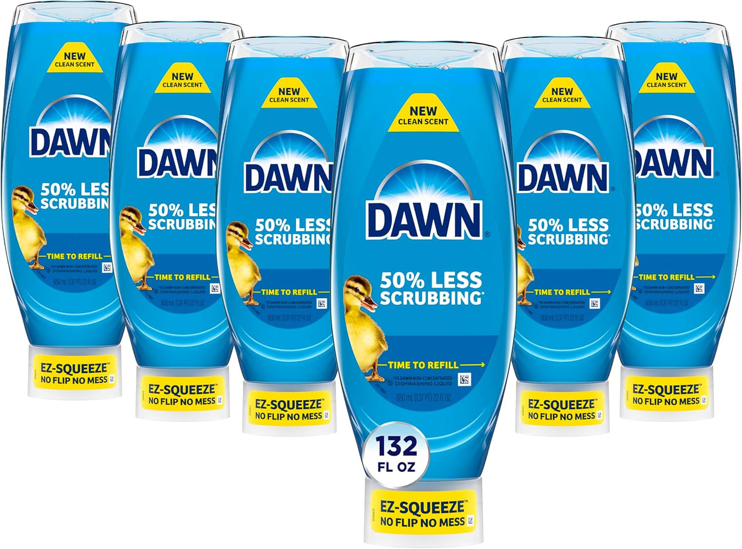 Dawn Ultra EZ-Squeeze Dish Soap Liquid, Dishwashing Liquid, Grease Removal, Upside Down Bottle, Original, 6x22 Fl Oz Bundle