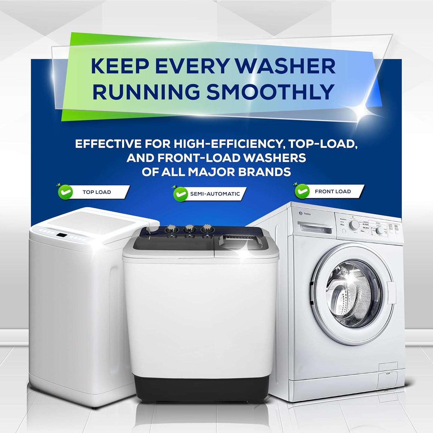 Washing Machine Cleaner Tablets, 24 Pack–Deep Cleaning Tablets for Top & Front Load HE Washer Cleaners, Descaler & Deodorizer, Septic Safe, Cleans Drum, Tub, Seal & All Internal Parts