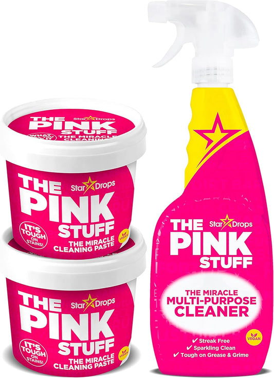 Stardrops - The Pink Stuff - The Miracle Cleaning Paste and Multi-Purpose Spray Bundle (2 Cleaning Paste, 1 Multi-Purpose Spray)