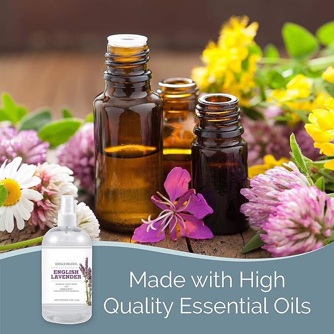 SMELLS BEGONE Air Freshener Home & Linen Spray - 16 oz, Pack of 2 - Odor Eliminator - Made with Essential Oils - English Lavender Scent