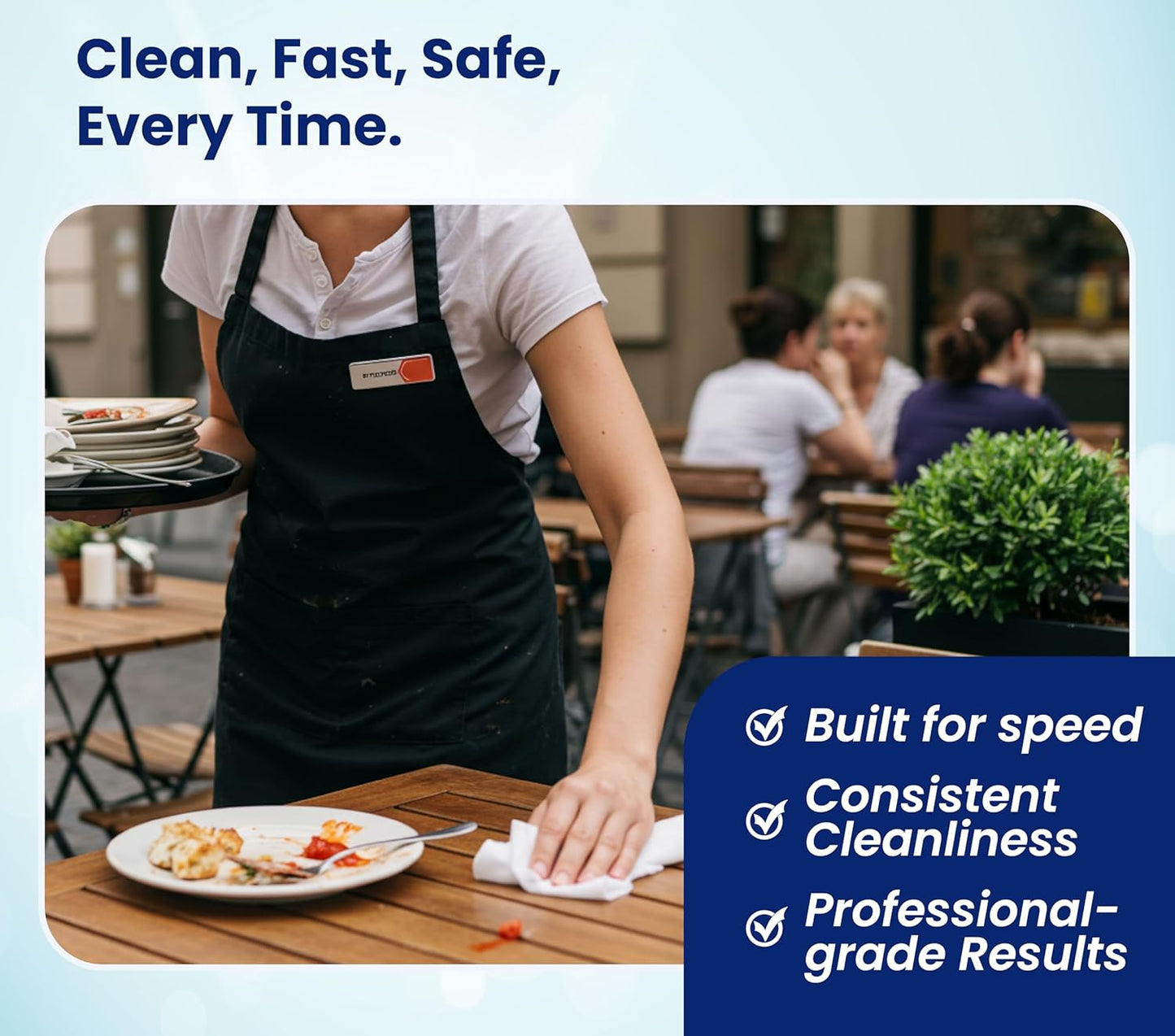 [200 Wipes] Restaurant Grade Table Cleaning Wipes – 50 Count (Pack of 4) | Multi-Purpose Disposable Surface Wipes for Restaurants, Cafeterias, Food Trucks & Institutional Kitchens | Fast-Drying