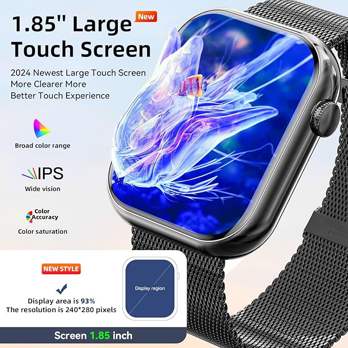 Smart Watches for Women with Android Samsung iPhone Compatible[Calls/Answer] 1.85" Smartwatch with Sleep/Heart Rate Monitor,100+ Sports Fitness Tracker,Pedometer for Steps Miles (Gray-Gold)