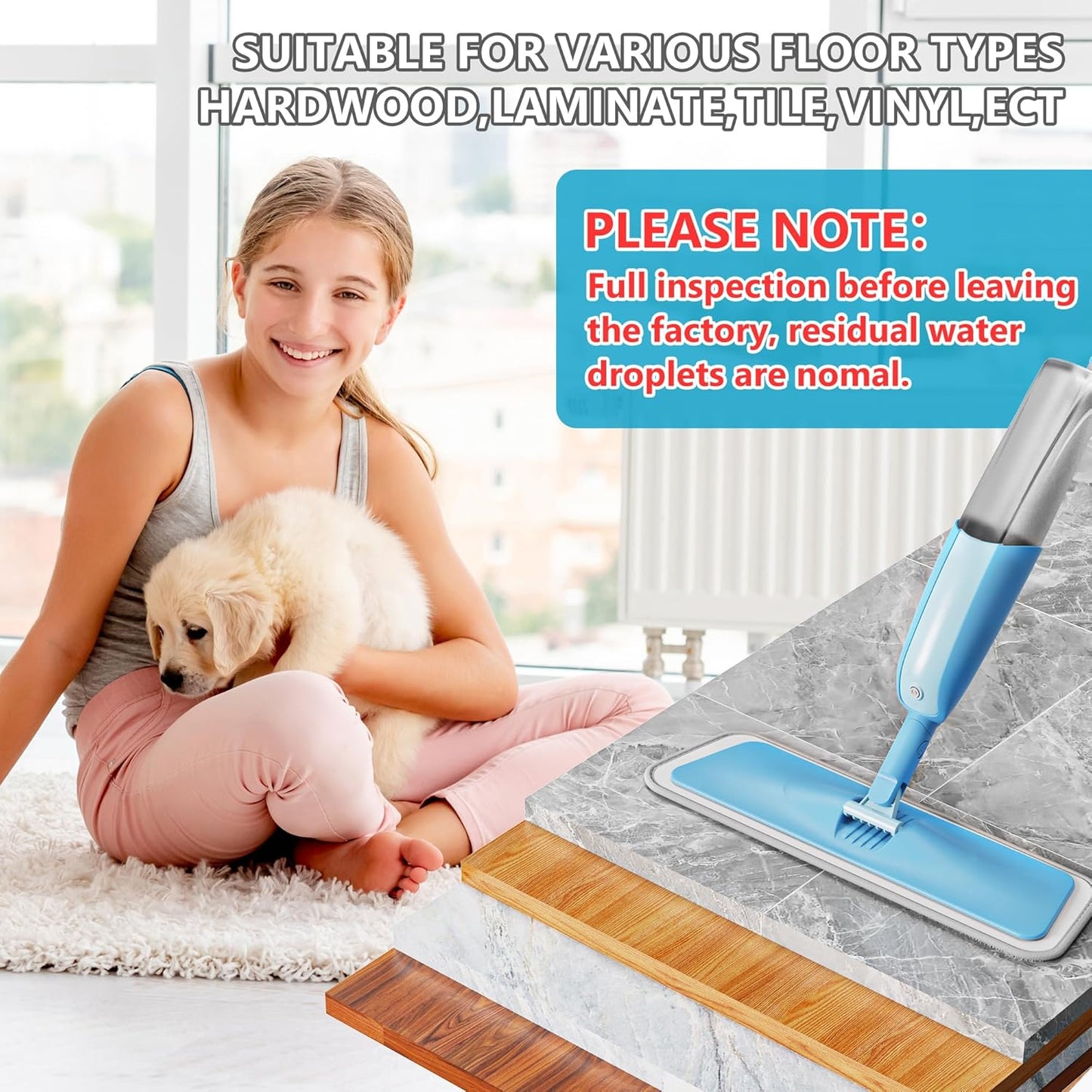 Spray Mops for Hardwood Floors: MEXERRIS Wet Jet Mop with 3 Microfiber Washable Pads for Swiffer Powermop - Flat Floor Mop with Sprayer for Wood Laminate Ceramic Tiles Vinyl