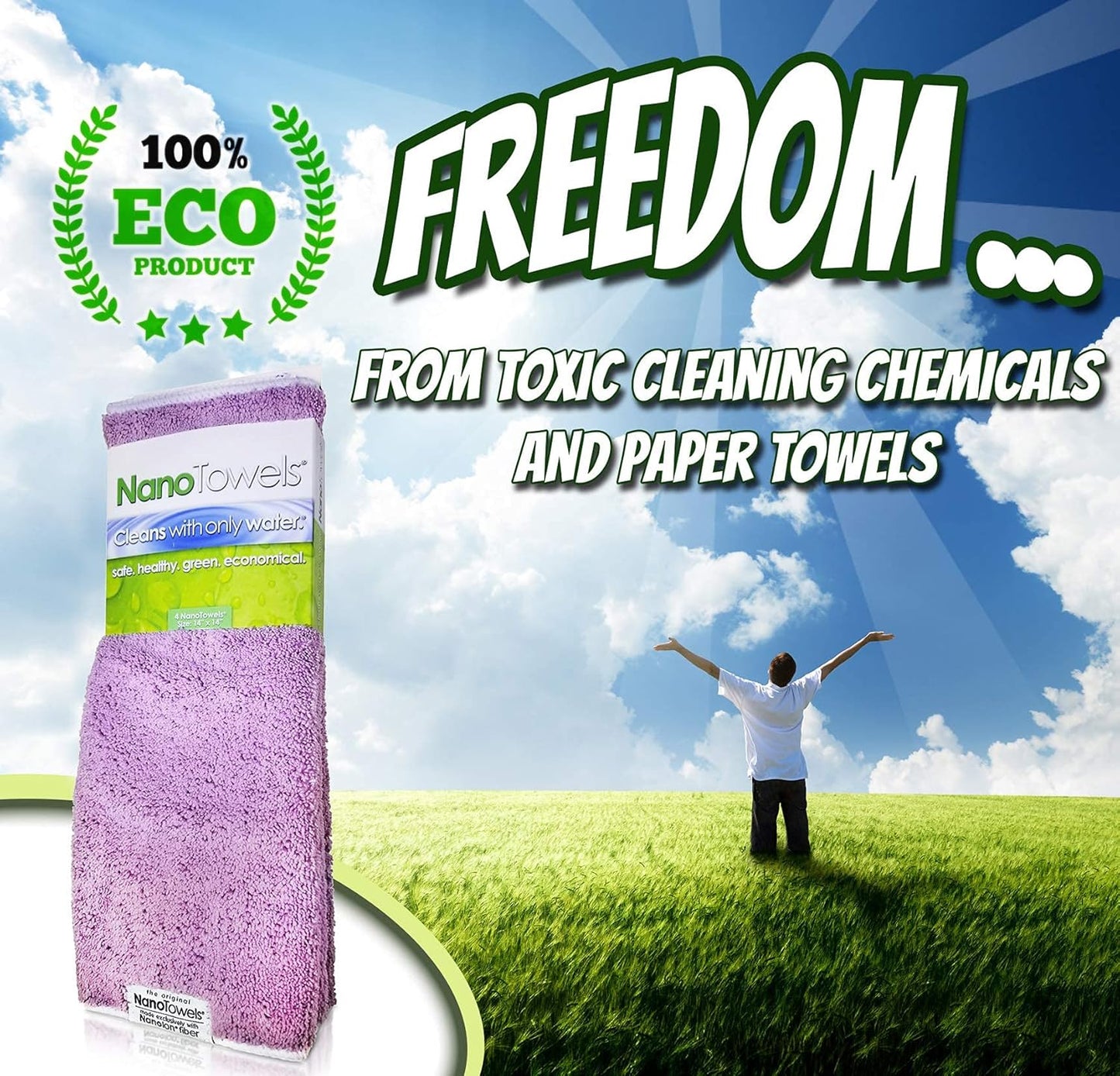 The Amazing Eco Cloth That Cleans Virtually Any Surface with Only Water. No More Paper Towels Or Toxic Chemicals. 4-Pack (14x14, Lavender)
