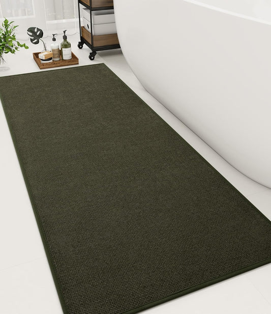 YIHOUSE Bathroom Rugs Mat 24x59, Non Slip Quick Dry Bath Mats for Bathroom Absorbent Ultra Thin Bath Rugs Machine Washable Fit Under Door for Sink, Cabinet, Laundry (Dark Green, 24"x59")